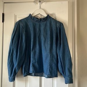 Zara denim puff sleeve shirt